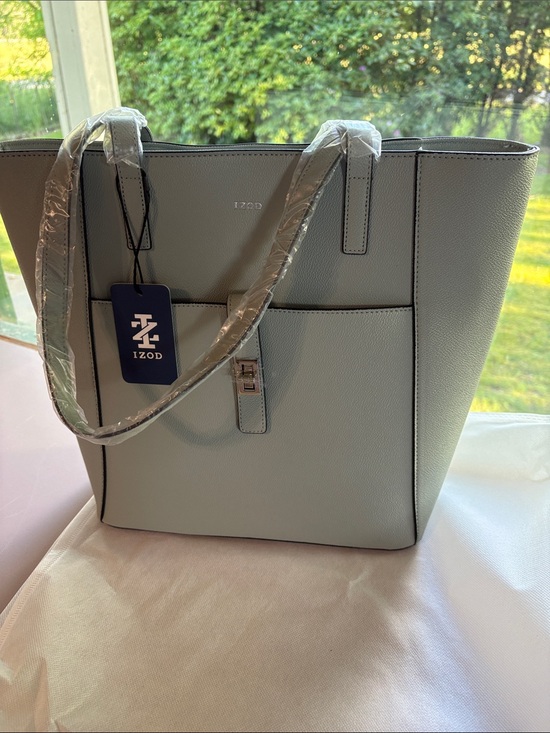 Izod Handbags - Izod Light Sage Structured Tote with Front Pocket with dust bag
